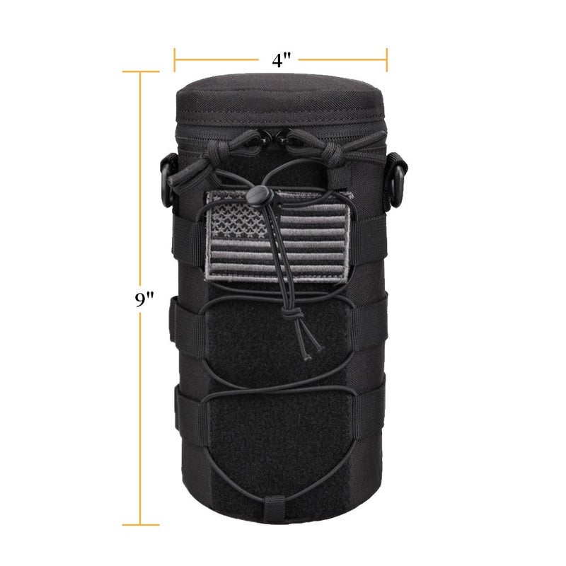 AMYIPO Water Bottle Pouch Molle Tactical Holder Storage Bag for 32oz Carrier (Black - 2PCS) - Image 5